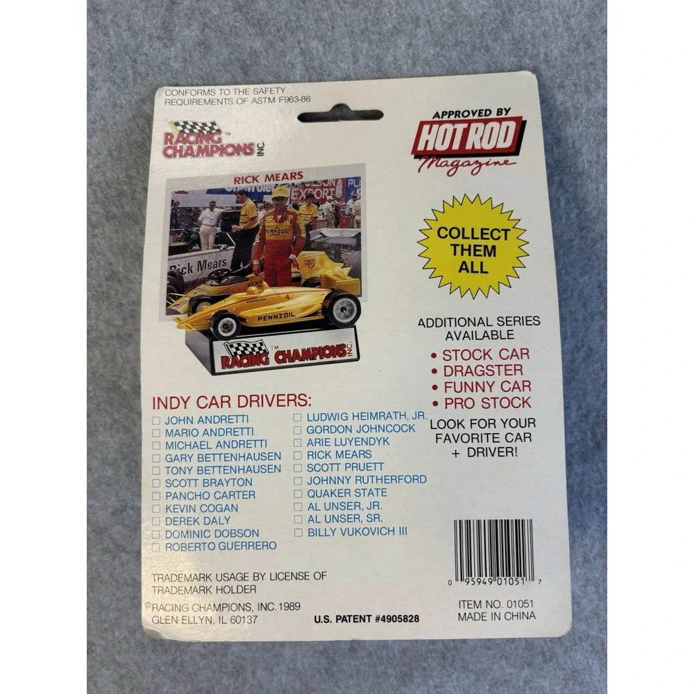 1989 Racing Champions Robby Rahal #18 Kraco Indy Car Series 1 Diecast Card 1:64